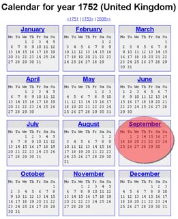 Picture of Gregorian calendar