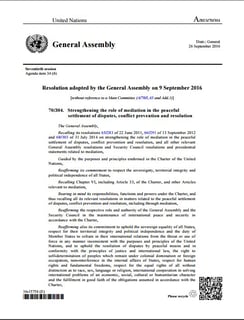 Picture of United Nations resolution