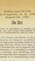 Picture of Animal Welfare Act of 1966