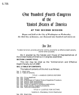 Picture of Antiterrorism and Effective Death Penalty Act of 1996