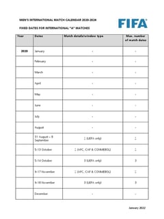 Picture of FIFA International Match Calendar