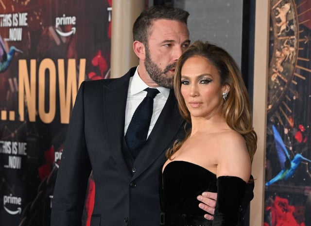 Jennifer Lopez and Ben Affleck attend the This is Me … Now: A Love Story premiere in California in February 2024. Photo: AFP
