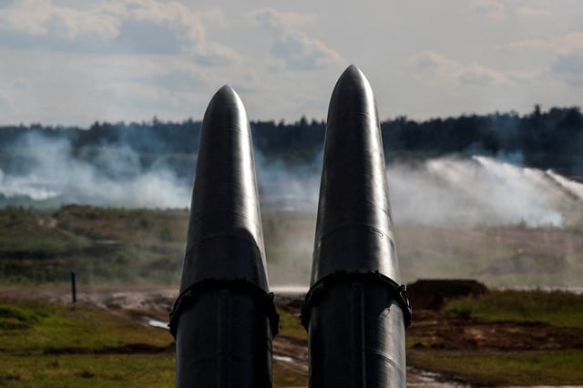 9М723 missiles, part of  Iskander-M missile complex, are seen during a demonstration at the International military-technical forum ARMY-2019 at Alabino range in Moscow Region, Russia June 25, 2019. REUTERS/Maxim Shemetov/File Photo