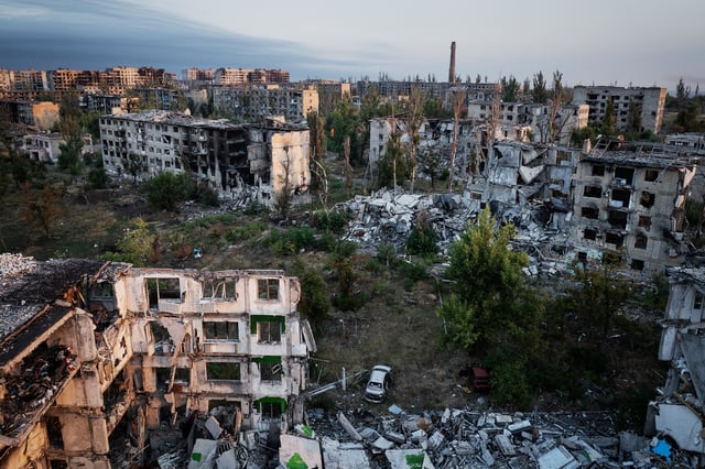 The devastated town of Vuhledar, Ukraine on Aug. 22, 2024.