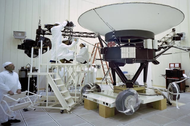 The Voyager 2 spacecraft before it launched in 1977.