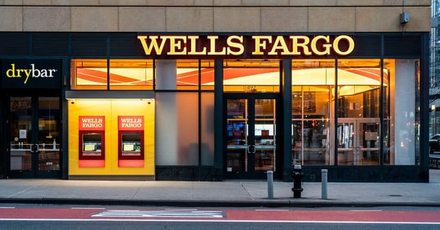 Wells Fargo Bank branch is seen in New York City, U.S., March 17, 2020. REUTERS/Jeenah Moon/File Photo