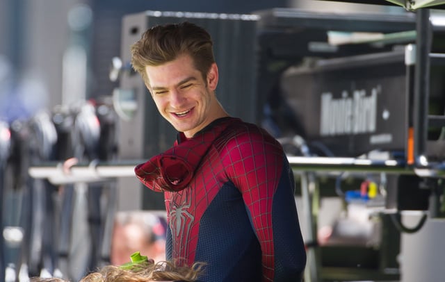 Actor Andrew Garfield on the set of 'The Amazing Spider-Man 2' on May 27, 2013 in New York CREDIT: Michael Stewart/Getty Images