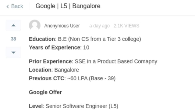 A JP Morgan developer in Bengaluru shared a Google job offer, sparking debates on experience and education on social media.