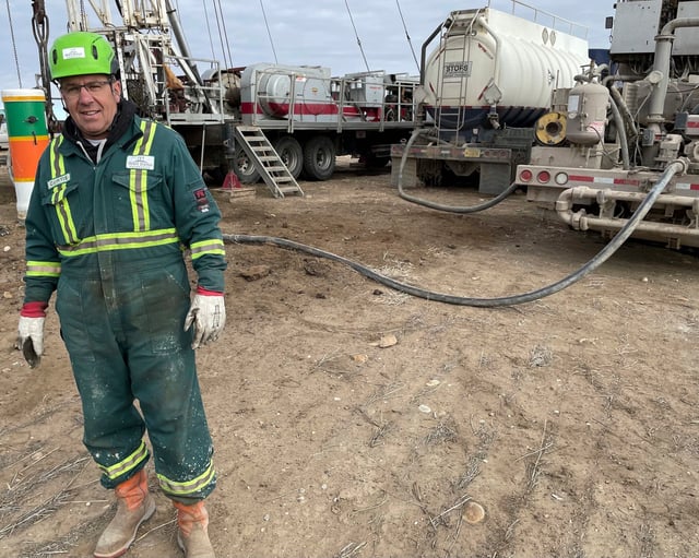 Curt Shuck of the Well Done Foundation poses near a oil well capping project in Toole County, Mont., on Nov. 18, 2021. Shuck started the Well Done Foundation to raise money and cap abandoned oil wells to prevent them from continuing to release methane gas into the atmosphere. Methane is a greenhouse gas because it traps heat in the atmosphere, according to the EPA. (Phil Drake/Independent Record via AP)

Ap21330724062939
