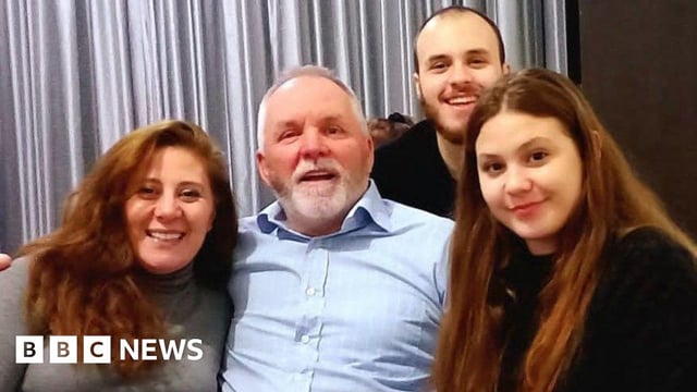 Smiling family picture of Nadia Ayoub McCulloch, husband William and children Thomas, 19, and Rebecca, 16.