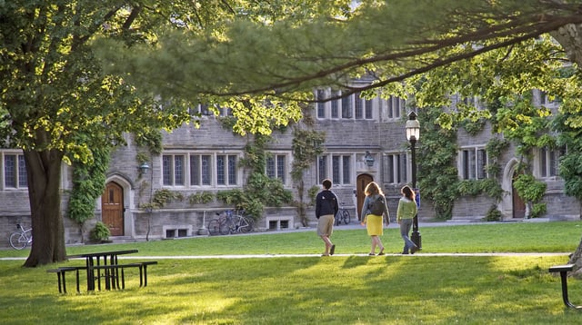 Student walk along the campus of Princeton University in Princeton, New Jersey.