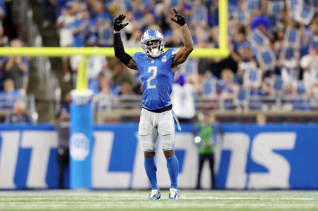 DETROIT, MICHIGAN - SEPTEMBER 17: C.J. Gardner-Johnson #2 of the Detroit Lions reacts after a play during the first quarter in the game against the Seattle Seahawks at Ford Field on September 17, 2023 in Detroit, Michigan.