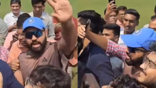 Rohit Sharma was mobbed by fans in Mumbai.