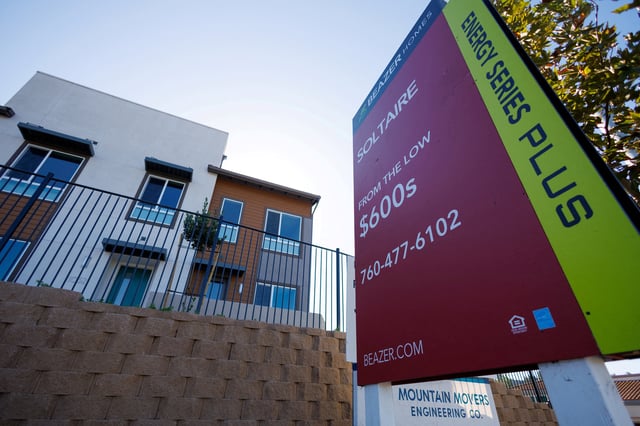 New contemporary attached residential homes are shown for sale by Beazer Homes USA Inc. in Vista, California, U.S., October 24, 2023.     REUTERS/Mike Blake/File Photo