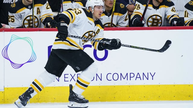 FILE - Boston Bruins' Brad Marchand plays during an NHL hockey game against the Philadelphia Flyers, Sunday, April 9, 2023, in Philadelphia. The Bruins named Brad Marchand captain on Wednesday, Sept. 20. (AP Photo/Chris Szagola, File)