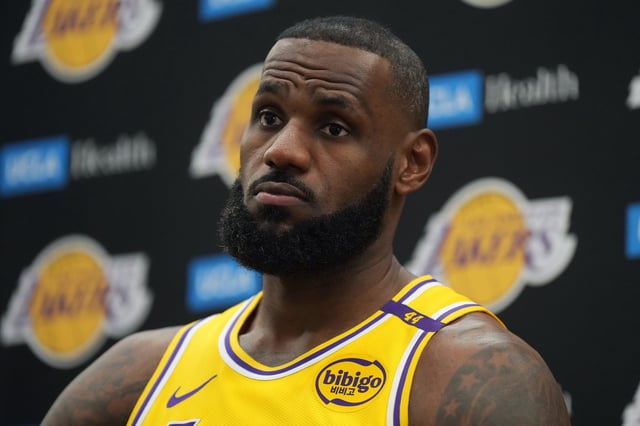 Sep 30, 2024; El Segundo, CA, USA; Los Angeles Lakers forward LeBron James (6) during media day at the UCLA Health Training Center. Mandatory Credit: Kirby Lee-Imagn Images/File Photo