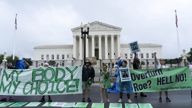 FILE - Abortion-rights activists protest outside of the Supreme Court on Capitol Hill in Washington, Thursday, June 23, 2022. The influential abortion rights group NARAL Pro-Choice America announced Wednesday, Sept. 20, 2023, that it has changed its name to Reproductive Freedom for All to better reflect how people think about abortion access ever since the U.S. Supreme Court revoked the constitutional right to abortion little more than a year ago. (AP Photo/Jose Luis Magana, File)