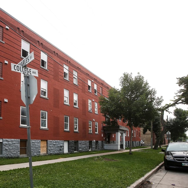Stratford Hall, an apartment residence in north Winnipeg on Monday, July 22, 2024. A Winnipeg landlord has been assessed $9,000 in penalties after dozens of tenants were evicted on short notice from an apartment block. THE CANADIAN PRESS/John Woods