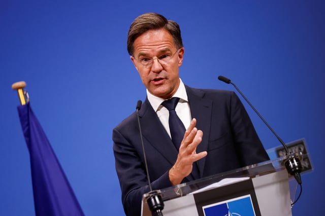 NATO's new Secretary General Mark Rutte attends a press conference, at the alliance's headquarters in Brussels, Belgium October 8, 2024. REUTERS/Johanna Geron/File Photo