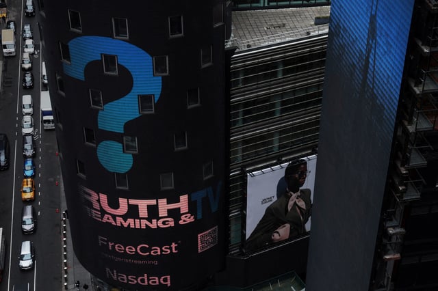 The Nasdaq Market site is seen on the day that shares of Truth Social and Trump Media & Technology Group start trading under the ticker "DJT", in New York City, U.S., March 26, 2024. REUTERS/Shannon Stapleton/File Photo