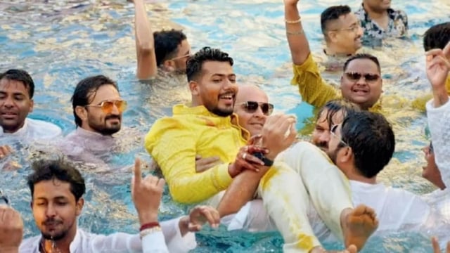 Sourabh Chandrakar, main accused in the Mahadev Online Book App during his wedding 