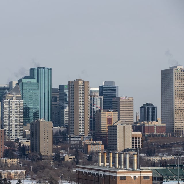 The city of Edmonton skyline is shown on Wednesday, Feb.15, 2023. The Alberta government says it has revoked the licence of an Edmonton daycare for risking the health and safety of children. THE CANADIAN PRESS/Jason Franson