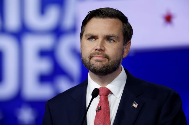 Republican vice presidential candidate Sen. JD Vance (R-OH) participates in a debate at the CBS Broadcast Center on October 1, 2024 in New York City.