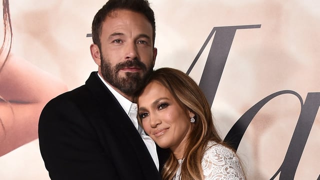 Jennifer Lopez, and Ben Affleck at a photo call for a special screening of Marry Me in 2022