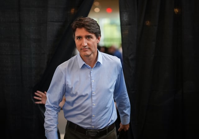 Prime Minister Justin Trudeau leaves after finishing for the day at the Liberal caucus retreat in Nanaimo, B.C., on Tuesday, Sept. 10, 2024.