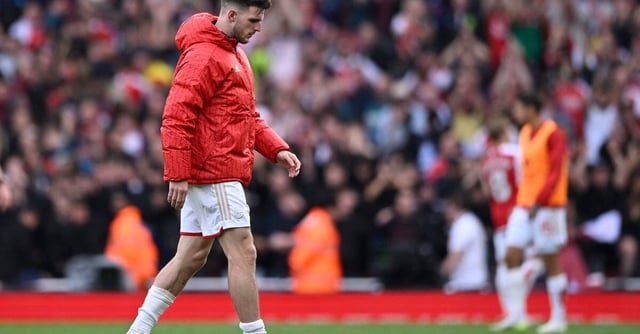 Soccer Football - Premier League - Arsenal v Tottenham Hotspur - Emirates Stadium, London, Britain - September 24, 2023 Arsenal's Declan Rice reacts after the match REUTERS/Tony Obrien