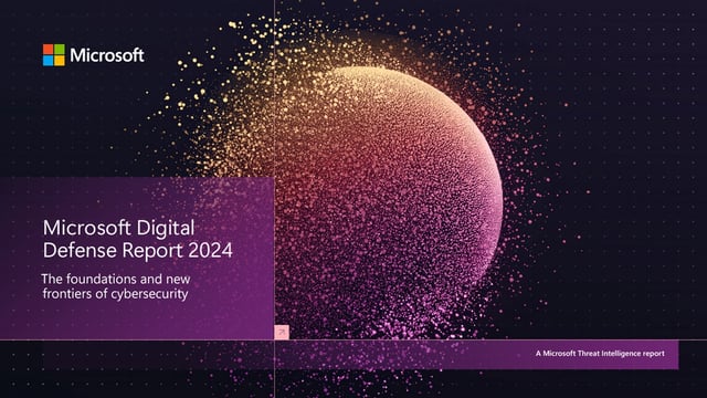 Cover image of the 2024 Microsoft Digital Defense Report. The subtext "the foundations and new frontiers of cybersecurity" can be found under the report title.