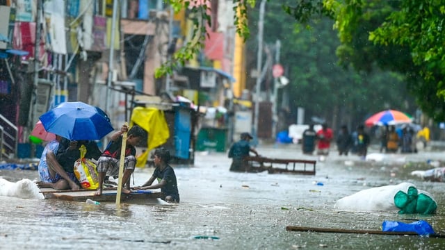 Heavy rains lashed Chennai and other parts of Tamil Nadu on Tuesday, bringing the city to a standstill.