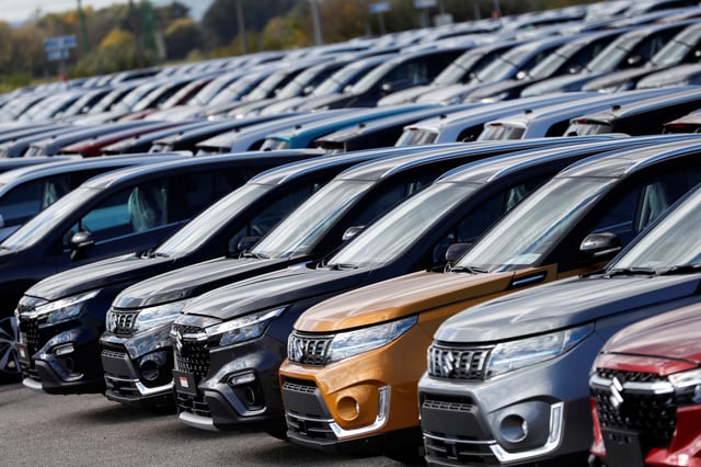 Cars are seen parked at the Hungarian plant of Japanese car maker Suzuki in Esztergom, Hungary, October 19, 2022. REUTERS/Bernadett Szabo/ File Photo
