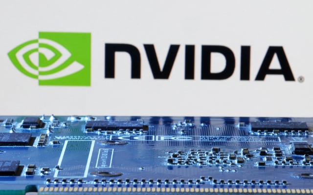 NVIDIA logo is seen near computer motherboard in this illustration taken January 8, 2024. REUTERS/Dado Ruvic/Illustration/File Photo