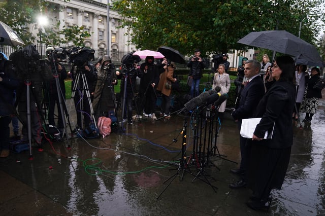 Detective Chief Superintendent Eamonn Corrigan, Police Service of Northern Ireland and Catherine Kierans, NI Public Prosecution Service speak to the media outside Belfast Crown Court after prolific online predator Alexander McCartney was jailed for a minimum of 20 years after admitting 185 charges involving 70 children.