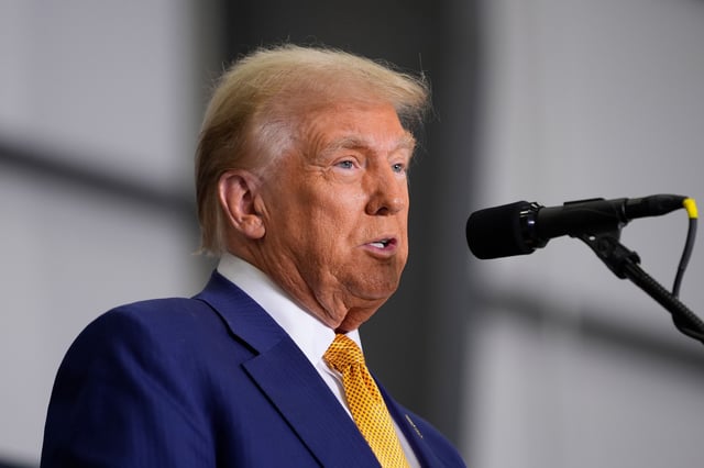 Former President Donald Trump arrives to speak at a news conference in Austin, Texas, on October 25, 2024.