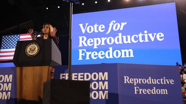 Democratic presidential nominee, Vice President Kamala Harris, speaks during a campaign rally at Shell Energy Stadium on Oct. 25 in Houston, Texas. Photo: Justin Sullivan/Getty Images