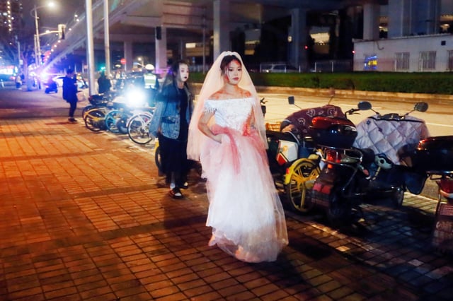 Halloween revelers in Shanghai on Sunday.