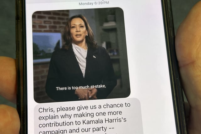 An election text viewed on a mobile
