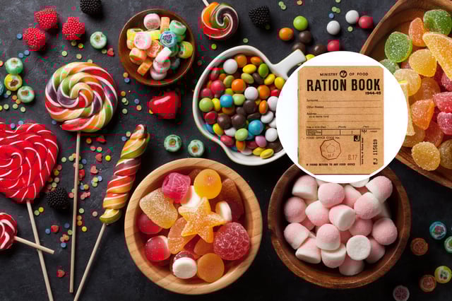 Colorful candies and a ration book