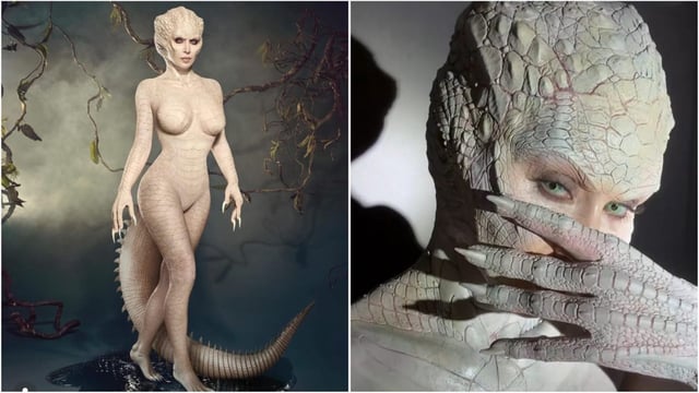 Kim Kardashian's Halloween 2024 look as an albino alligator has gone viral