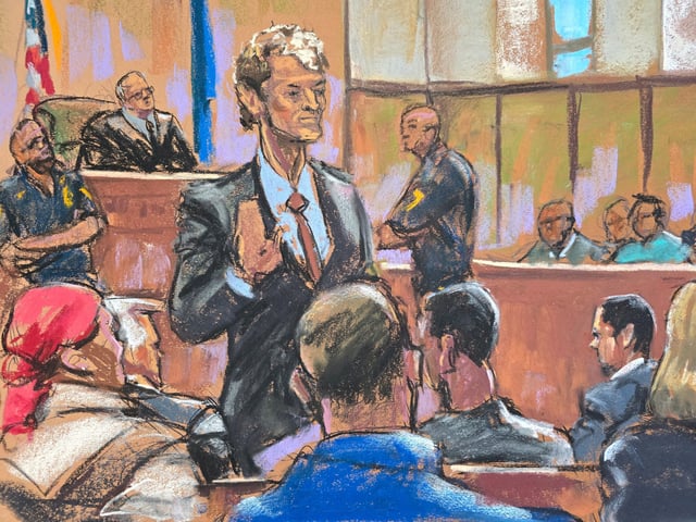 Former U.S. Marine Daniel Penny waves to potential jurors as he attends jury selection at in his trial before Judge Maxwell Wiley for the death of Jordan Neely, a man whose death has been ruled a homicide, in New York City, U.S., October 21, 2024.
