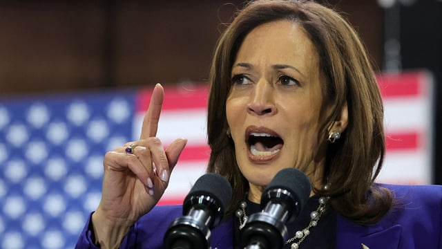 NORTH LAS VEGAS, NEVADA - OCTOBER 31: Democratic presidential nominee and U.S. Vice President Kamala Harris speaks during a When We Vote We Win campaign rally at Craig Ranch Amphitheater on October 31, 2024 in North Las Vegas, Nevada. With five days to go until Election Day, Harris is campaigning in Arizona and Nevada. Ethan Miller/Getty Images/AFP (Photo by Ethan Miller / GETTY IMAGES NORTH AMERICA / Getty Images via AFP)