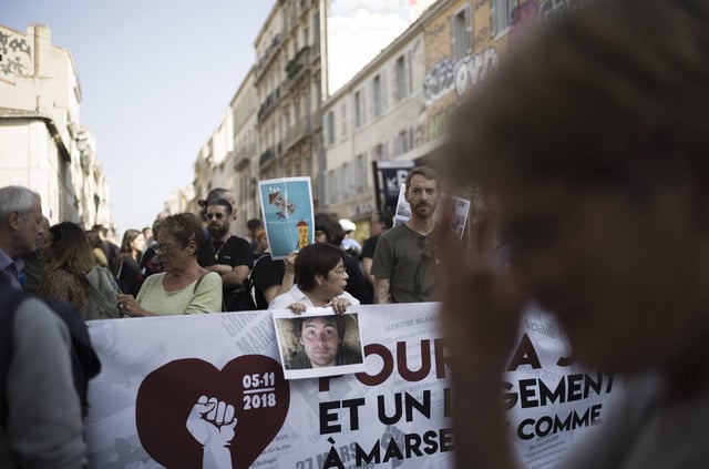 La marche pour la «justice et un logement digne», quasi six ans après les effondrements de la rue d’Aubagne, à Marseille le 3 novembre 2024.