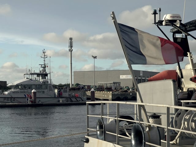 Vessels from the French Gendarmerie Nationale are docked in the port of Boulogne-Sur-Mer, France, Tuesday, Sept. 3, 2024, after participating in the rescue operation after a boat carrying migrants ripped apart attempting to cross the English Channel. (AP Photo/Nicolas Garriga)