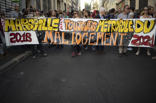 Rassemblement à Marseille, le 3 novembre 2024, six ans après l'effondrement des immeubles de la rue d'Aubagne.