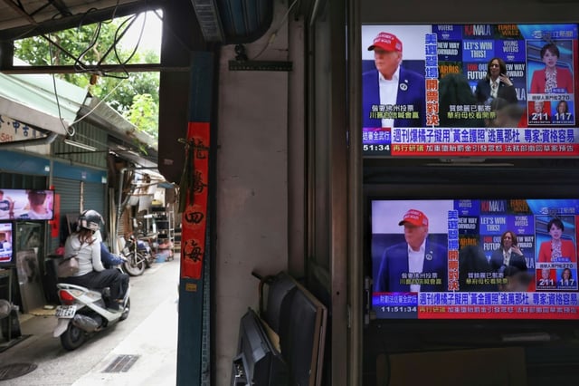 Taiwan TV stations paid close attention to the US election, whose outcome will directly affect relations between Washington and Taipei