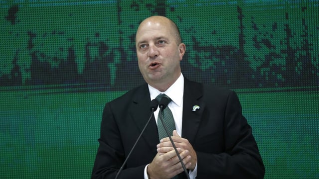 FILE - In this March 29, 2016, file photo, Tulane athletic director Troy Dannen speaks during a news conference in New Orleans. Washington is working to finalize the hire of Tulane athletic director Troy Dannen to fill its vacant AD position, a person with direct knowledge of the situation told The Associated Press on Saturday, Oct. 7, 2023. The person spoke on condition of anonymity because details of a deal were still being worked out. An official announcement was planned for Monday. (AP Photo/Gerald Herbert, File)