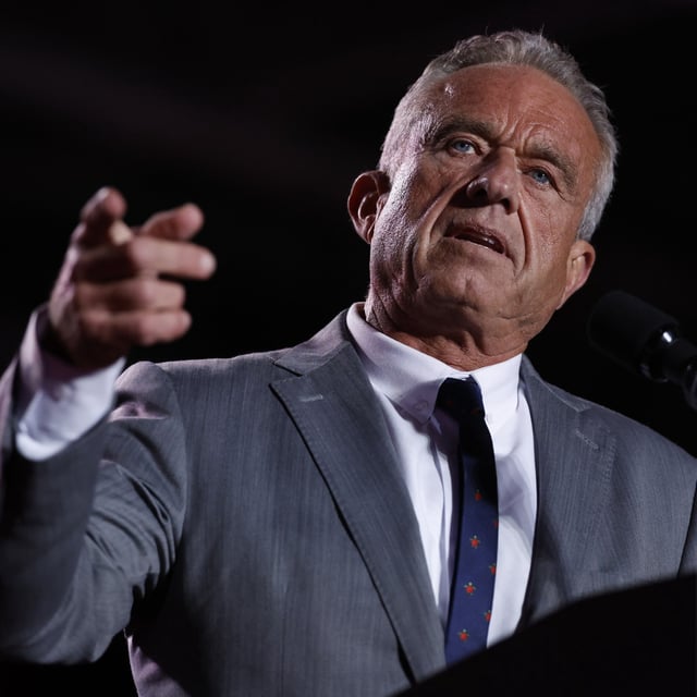 Robert F. Kennedy Jr. speaks during a campaign rally for Republican presidential nominee, former President Donald Trump at Macomb Community College on November 1, 2024 in Warren, Michigan. Kennedy claimed in a post-election interview that he had never been "anti-vaccine."
