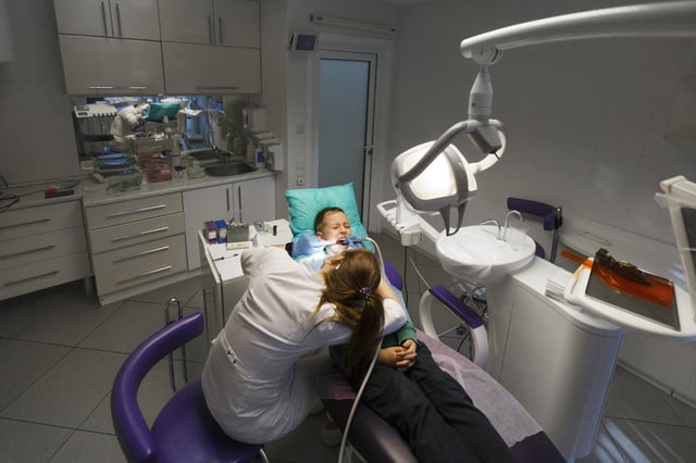 A child at the dentist.